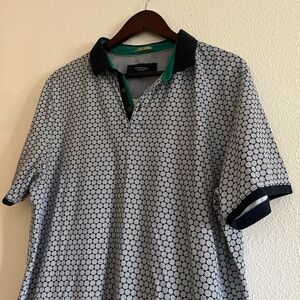 Men's Britches Sport by Samtex Blue Textured Print Polo Size Large